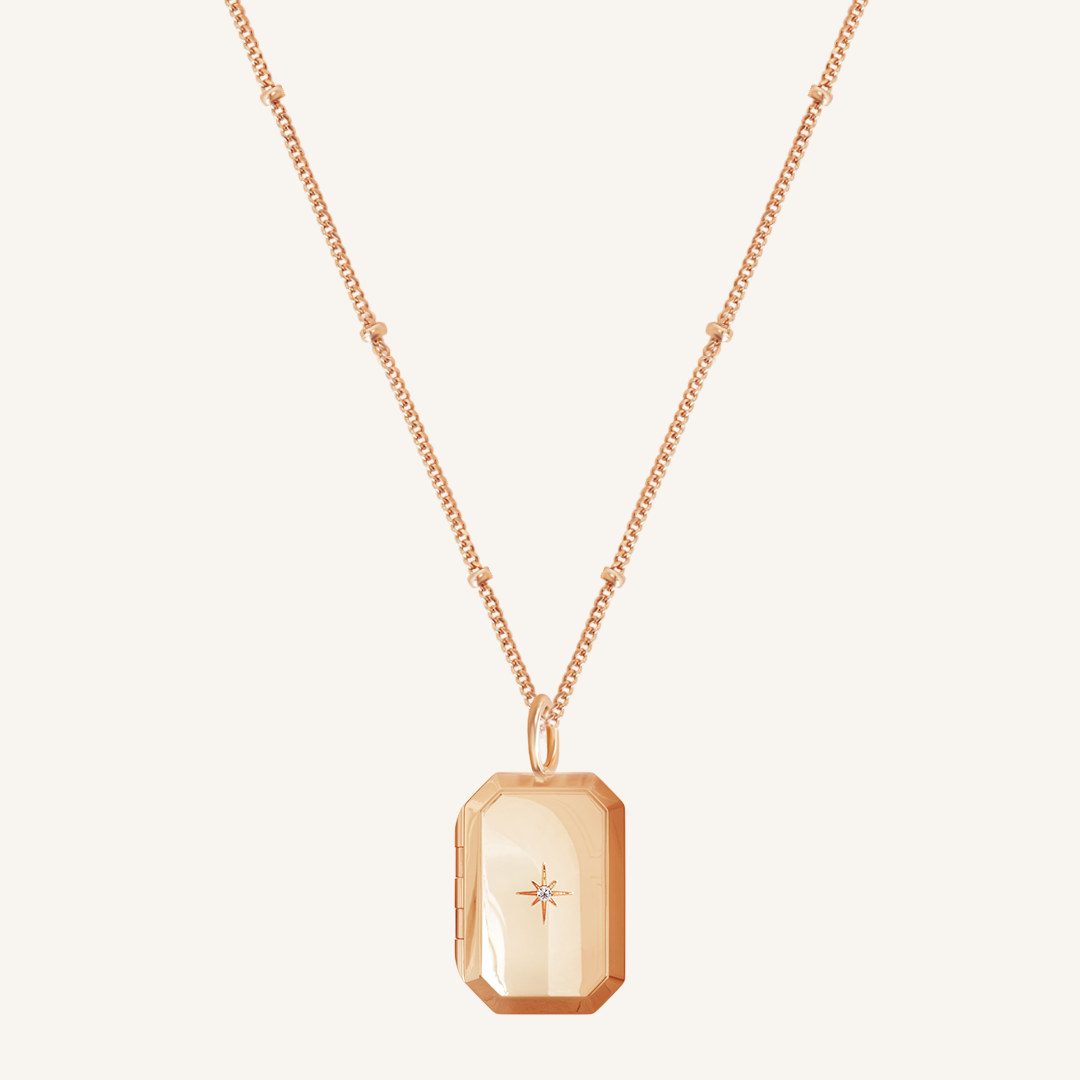 Bevel Photo Locket Necklace