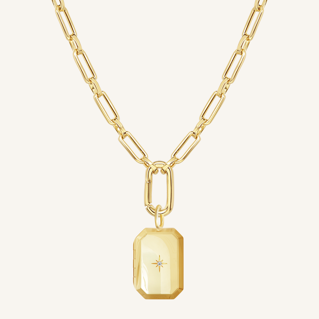 Bevel Photo Locket Necklace