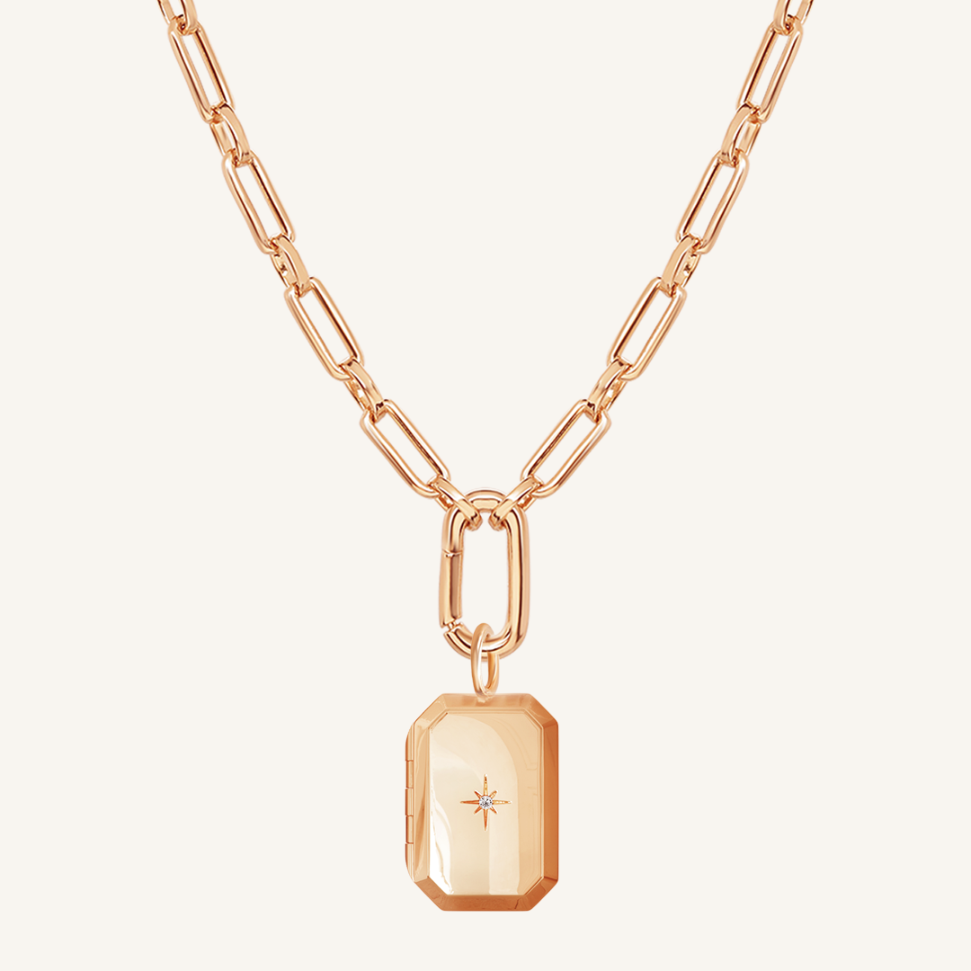 Bevel Photo Locket Necklace