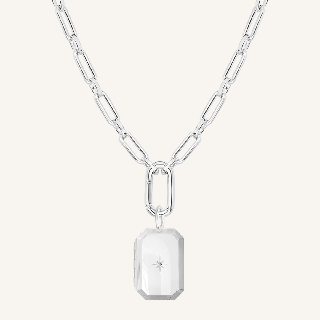 Bevel Photo Locket Necklace