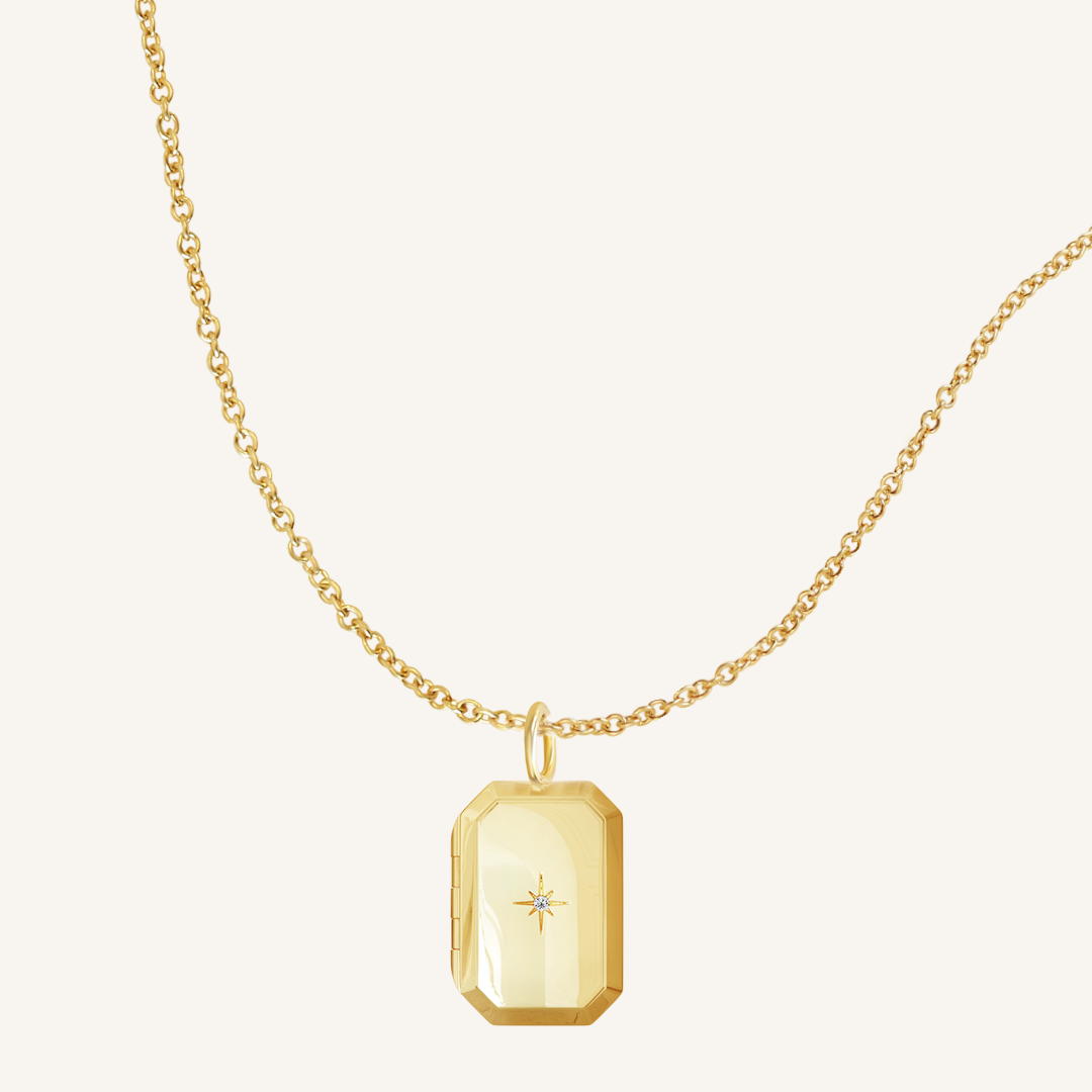 Bevel Photo Locket Necklace
