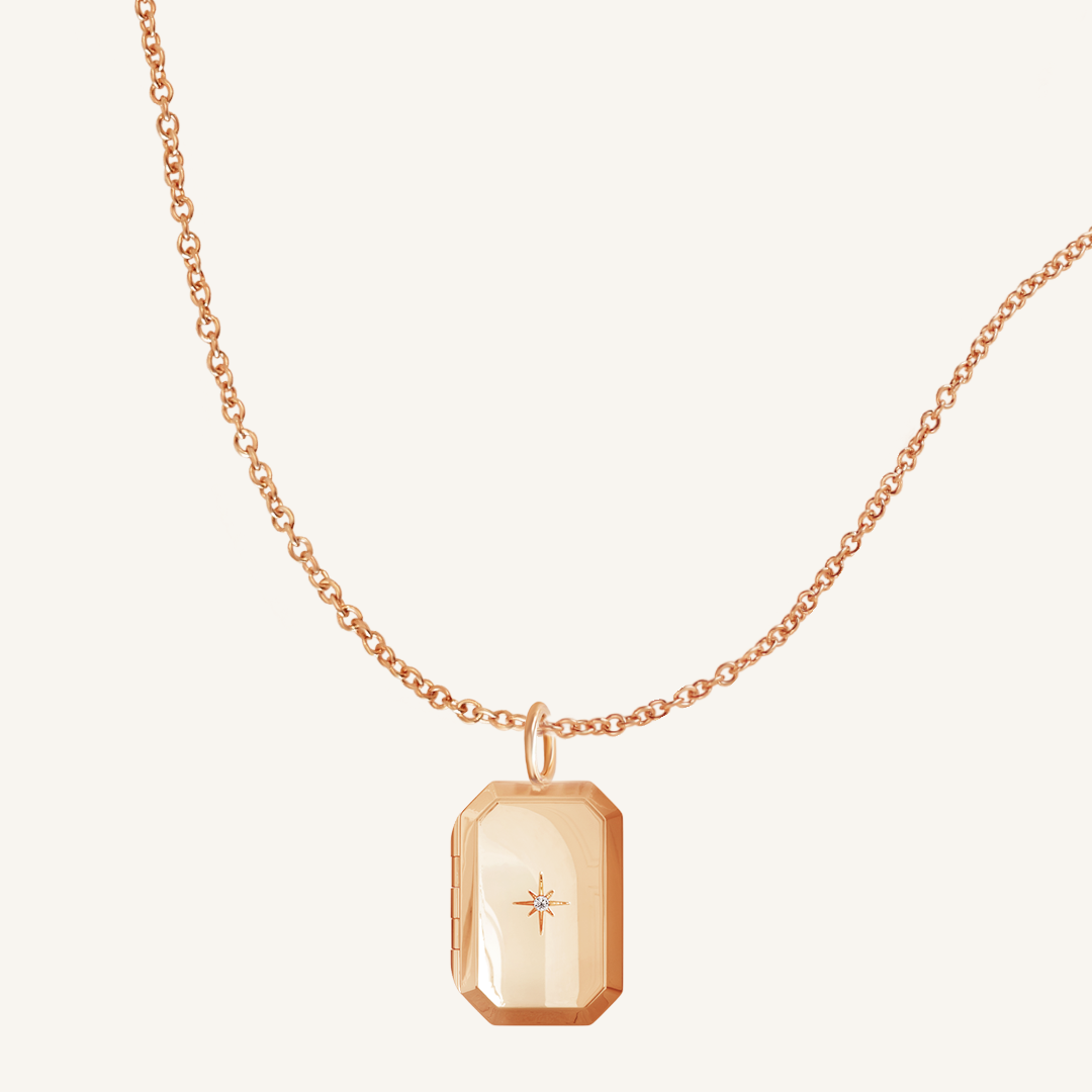 Bevel Photo Locket Necklace