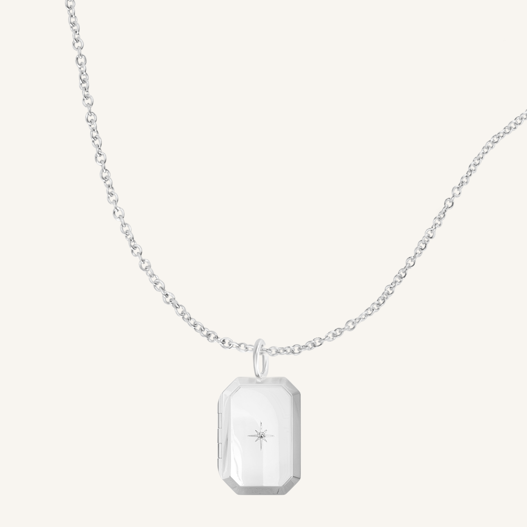 Bevel Photo Locket Necklace