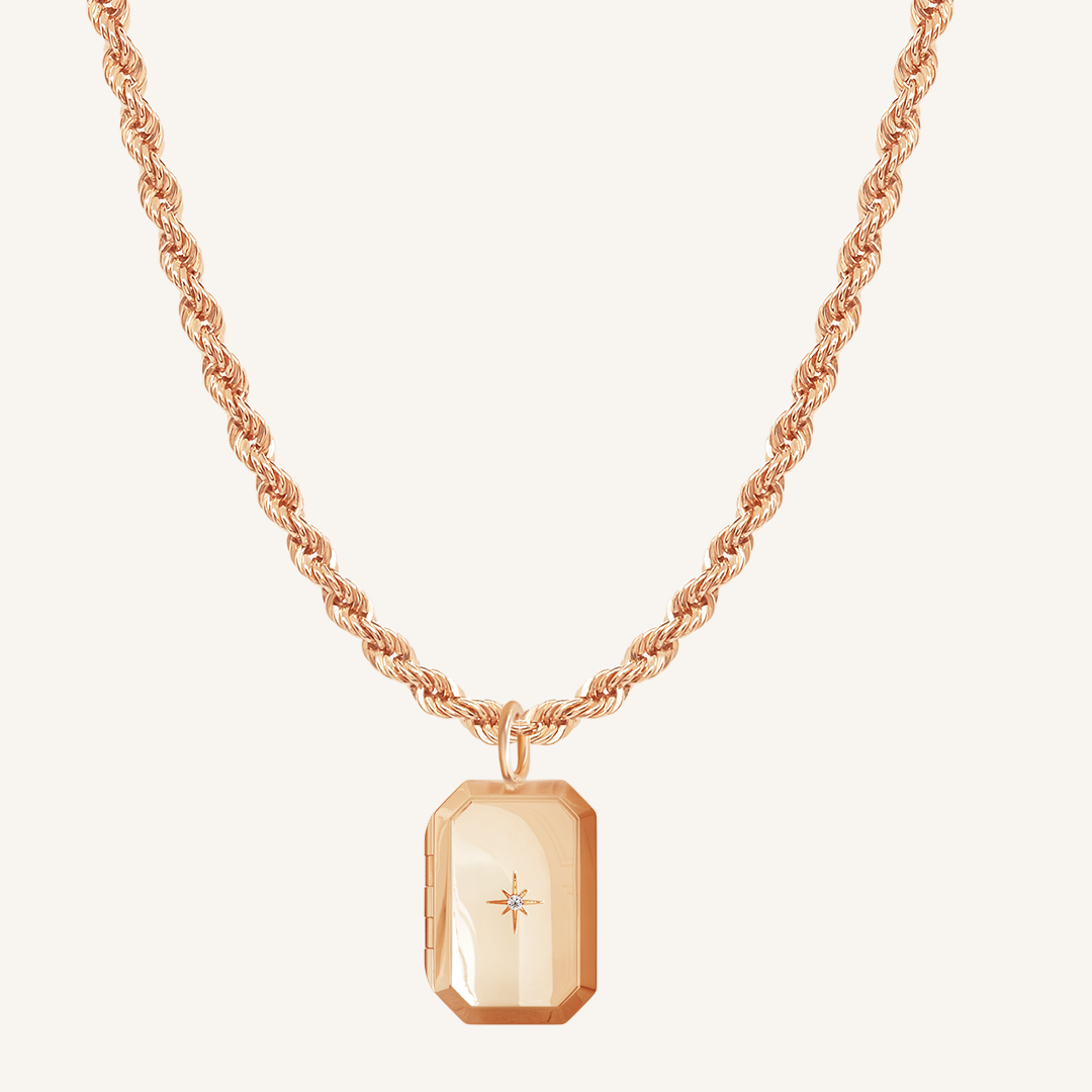 Bevel Photo Locket Necklace