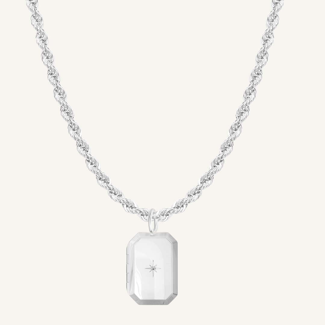 Bevel Photo Locket Necklace