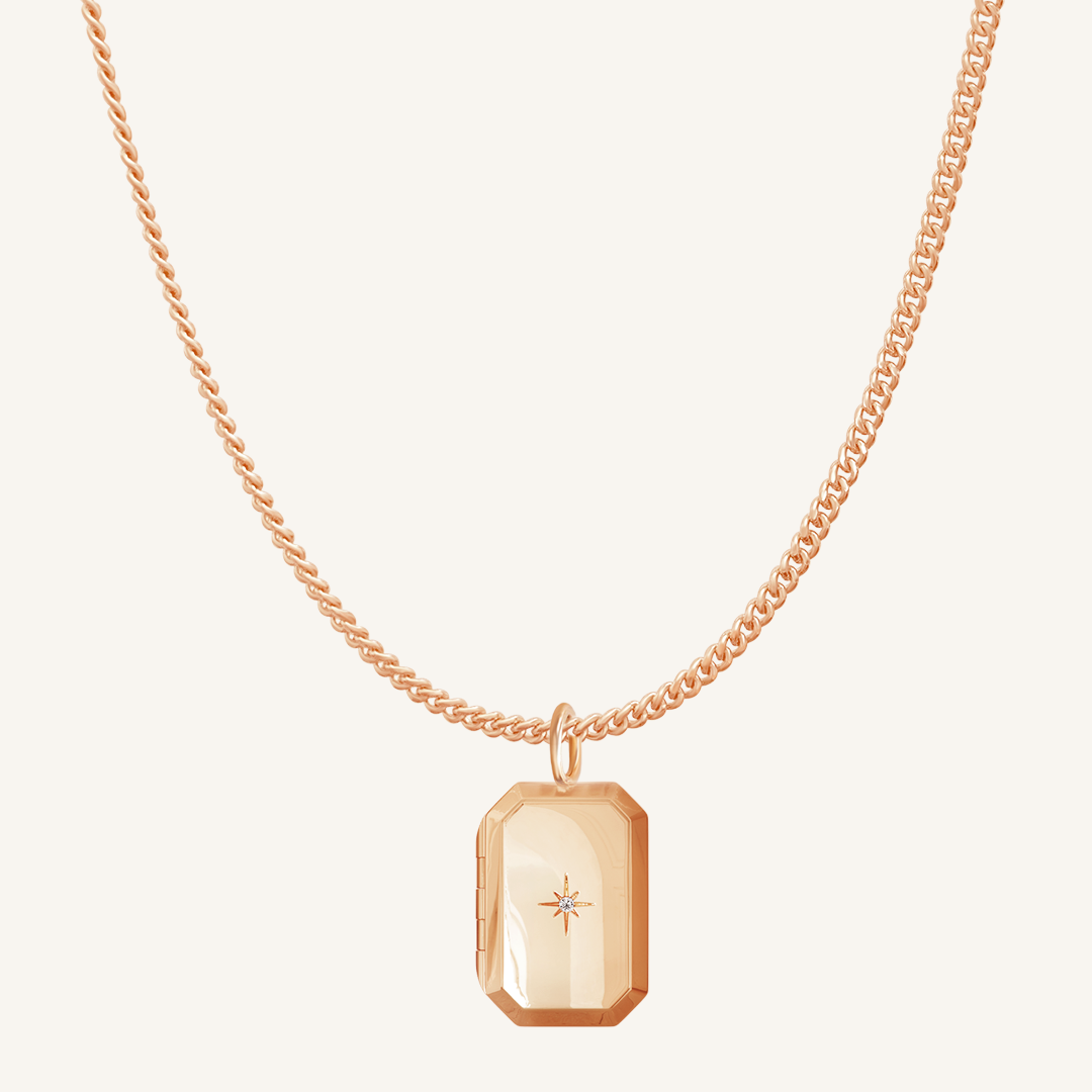 Bevel Photo Locket Necklace