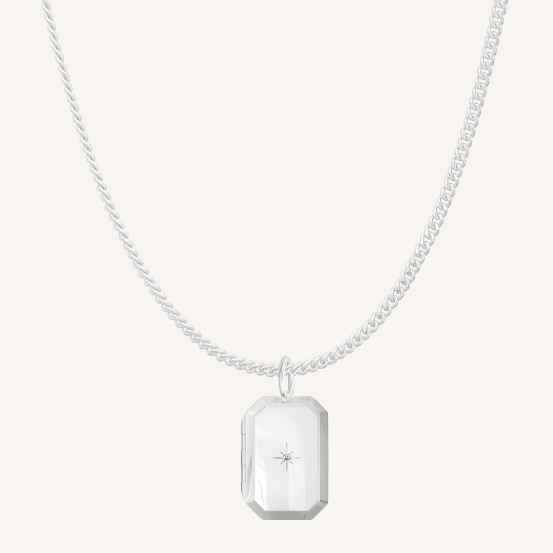 Bevel Photo Locket Necklace
