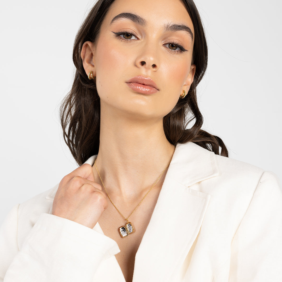 Bevel Photo Locket Necklace