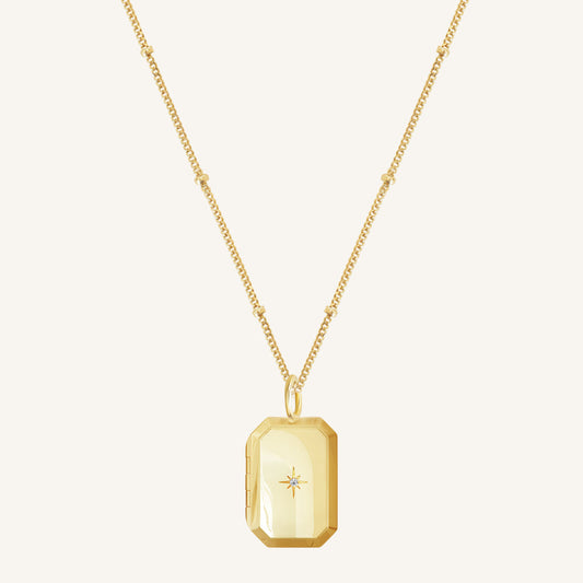 Bevel Photo Locket Necklace