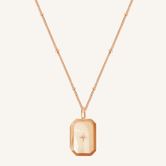 Bevel Photo Locket Necklace