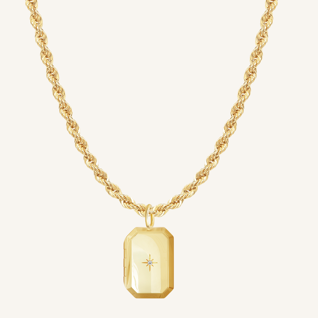 Bevel Photo Locket Necklace